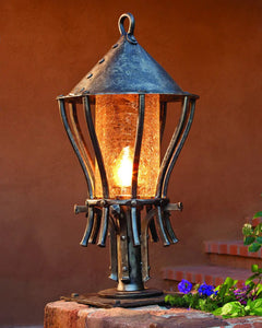 Wrought iron lighting fixture - Post Iron Lantern by New Mexico blacksmith, Christopher Thomson.