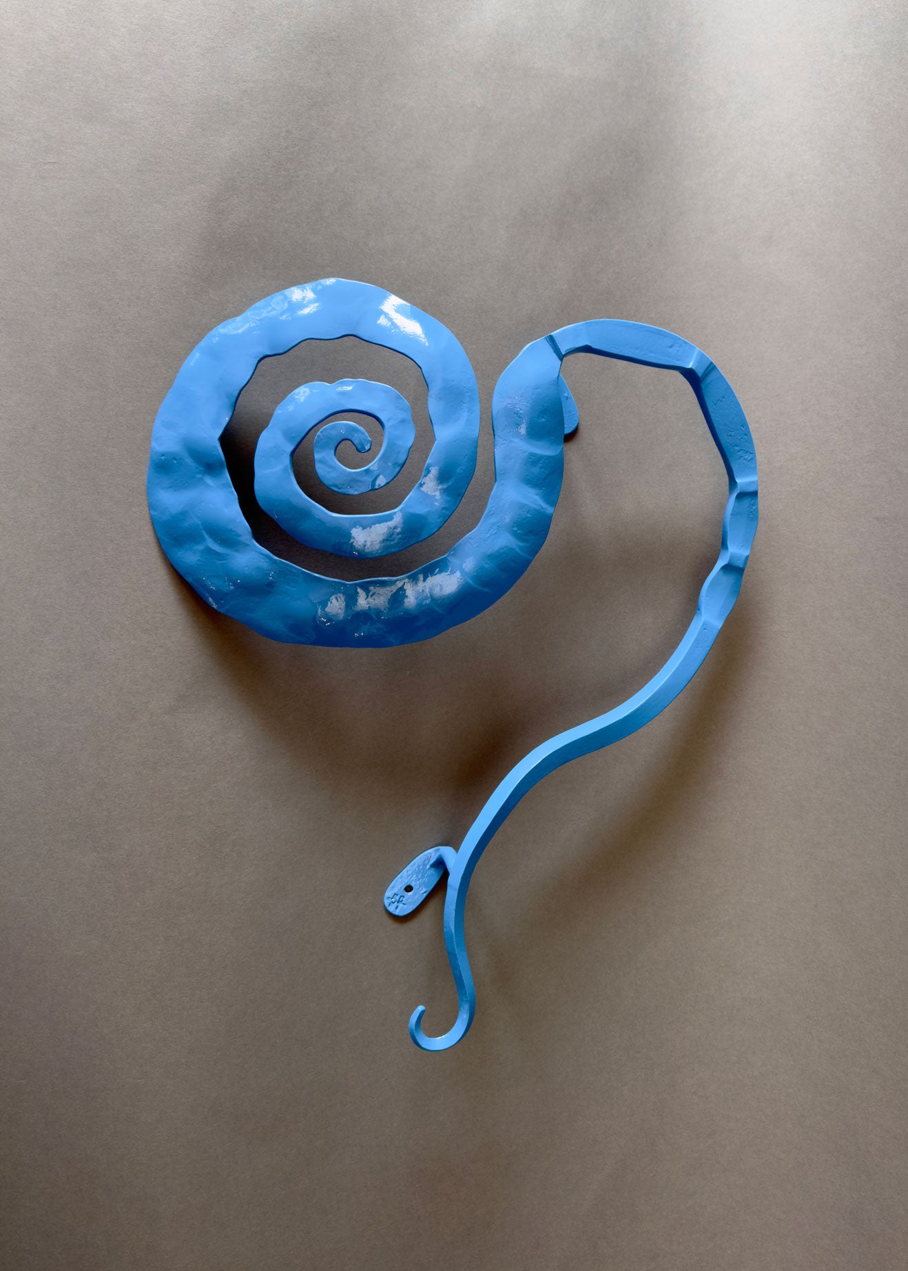 Blue Rose abstract wall sculpture. Hand forged by blacksmith, Christopher Thomson.