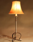 Le Dordogne Wrought Iron Lamp with Flair Sheepskin Shade by Christopher Thomson Ironworks.