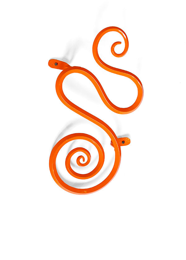Orange Iron Wall Sculpture called "Orange Diamond Meander Maze".
