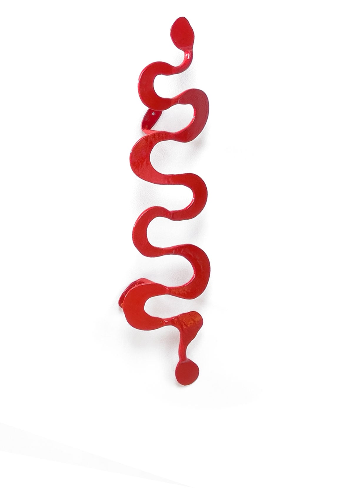 Red metal wall sculpture - Red Segmented Meander by Christopher Thomson Ironworks.