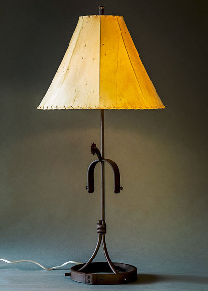 Branding Iron Table Lamp with an Empire Sheepskin Shade by Christopher Thomson Ironworks