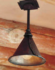 One compact sized wrought iron "Ceiling Pendant" light by Christopher Thomson Ironworks.