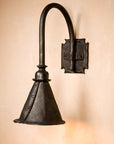 Dropped Entry Iron Sconce with a long gooseneck by Christopher Thomson Ironworks.