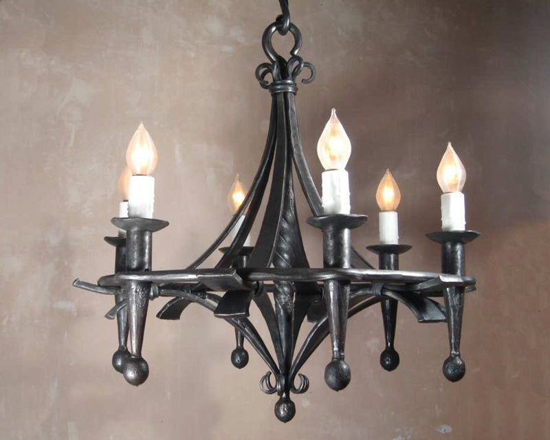 Hand forged wrought iron chandelier - Fleur Elegante Iron Chandelier