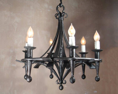 Hand forged wrought iron chandelier - Fleur Elegante Iron Chandelier 