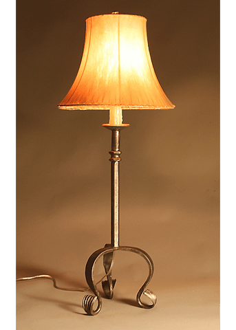 Le Dordogne Wrought Iron Lamp with Flair Sheepskin Shade by Christopher Thomson Ironworks