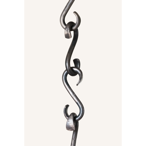 wrought iron s-hooks made to extend the length of the hanging Rustic Fleur Chandelier by Christopher Thomson Ironworks