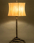 Spiral Wrought Iron Lamp with Contemporary Drum Sheepskin Shade by Christopher Thomson Ironworks.