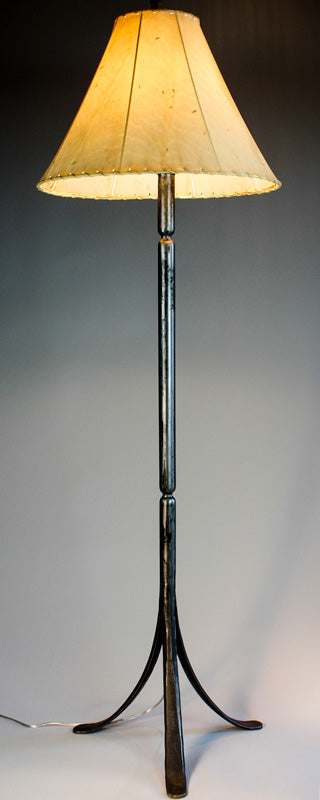 Valley Wrought Iron Floor Lamp with a handmade sheepskin shade.