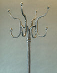 Top half of hand forged Wrought Iron Standing Coat Rack with hat hooks. Shown with a Pewter Black finish.