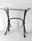 Mid sized wrought iron foyer table, handmade with forged steel.