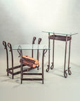 Wrought Iron Log Holder that can be used as a table.
