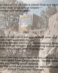 Inside sleeve of CD cover for Pecos Canyon Flute Meditations with a written statement by the artist, Christopher Thomson.
