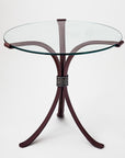 Wrought Iron End Table with a natural rust finish.