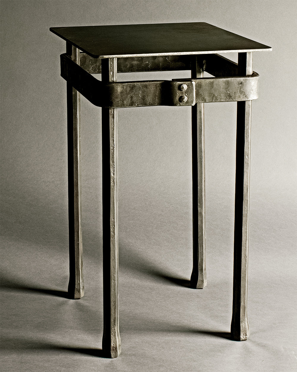 Wrought Iron Pedestal Table hand-forged from recycled steel by blacksmith, Christopher Thomson.