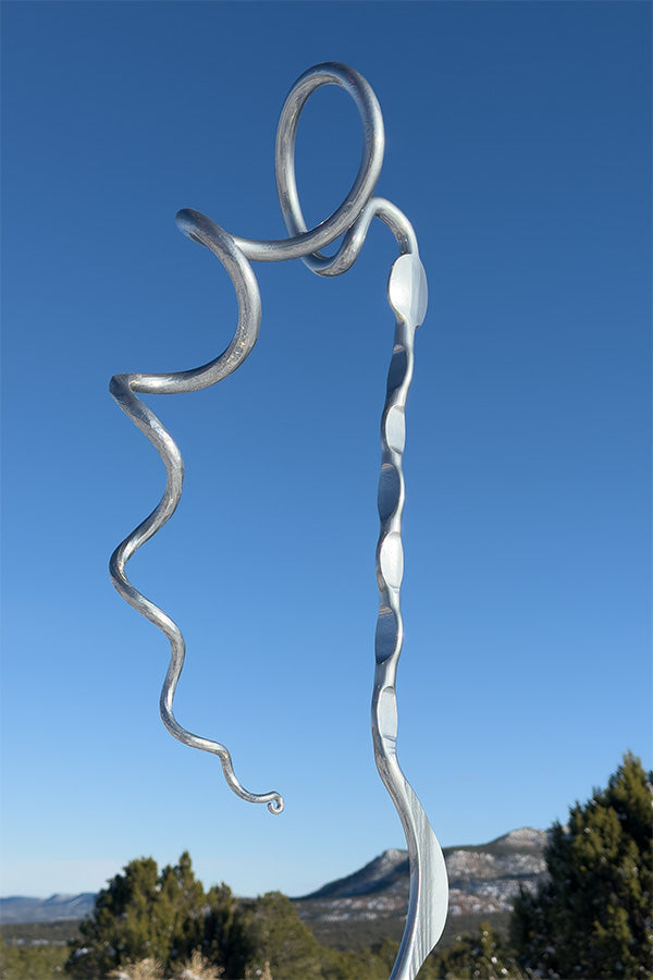 Chrome Wander Single Bloom abstract sculpture.