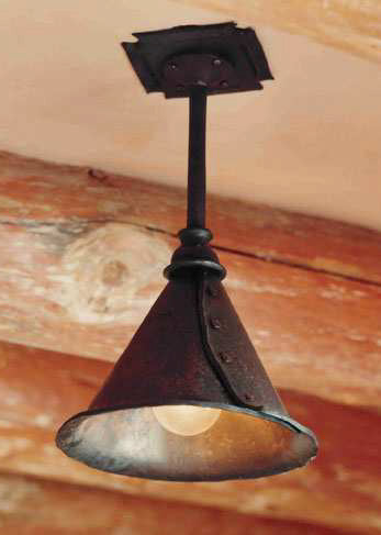 One compact sized wrought iron "Ceiling Pendant" light by Christopher Thomson Ironworks. 