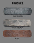 Forged steel finish swatches