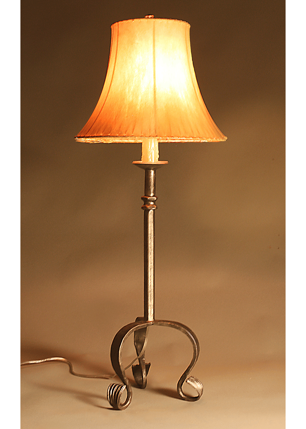 Le Dordogne Lamp with Flair Sheepskin Shade by Christopher Thomson Ironworks