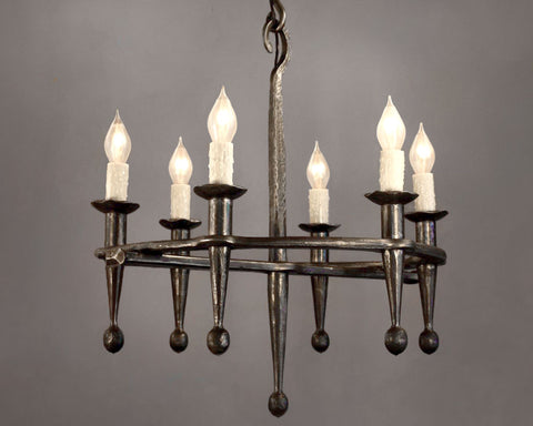 Rustic Fleur Chandelier made of hand forged steel.