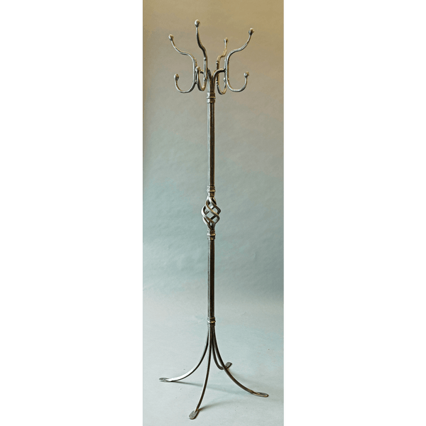 Full view of Christopher Thomson Ironworks' "Coat Hat Stand" with a Pewter Black finish.