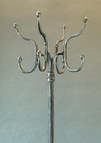 Top half of hand forged wrought iron "Coat Hat Stand" with a Pewter Black finish by Christopher Thomson Ironworks.