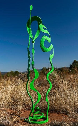 Green "Baby Bloom" sculpture -Christopher Thomson Ironworks